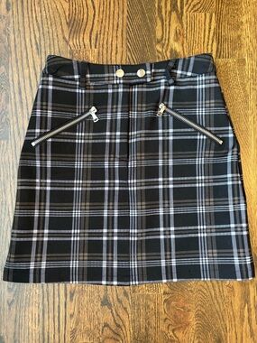 I.AM.GIA Black Plaid Straight Mini Skirt Y2K Goth Grunge Zippers Small